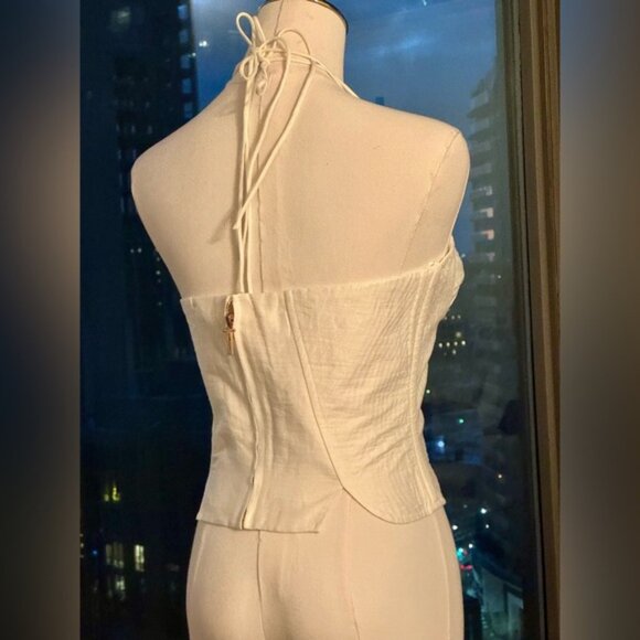 🆕 CULT GAIA 🧿 NWOT Off-White Habana Strappy Corset Zip Top, Sz US 10 - Picture 10 of 16